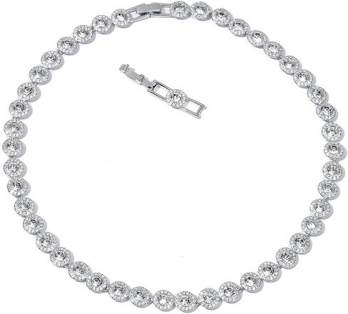 ZOEY Angelic Crystal Necklace - 18K Plated 38-40.5cm Adjustable Chain, 18.5-21cm Extendable Bracelet, Elegant Around Crystal Jewelry in Saudi Arabia