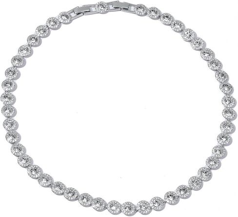 ZOEY Angelic Crystal Necklace - 18K Plated 38-40.5cm Adjustable Chain, 18.5-21cm Extendable Bracelet, Elegant Around Crystal Jewelry in Saudi Arabia