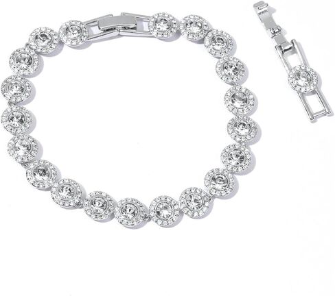 ZOEY Angelic Crystal Necklace - 18K Plated 38-40.5cm Adjustable Chain, 18.5-21cm Extendable Bracelet, Elegant Around Crystal Jewelry in Saudi Arabia