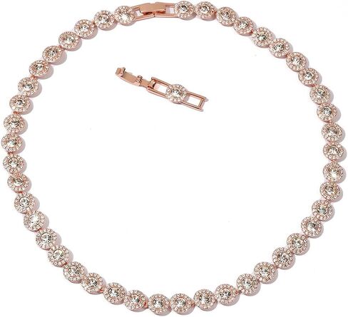ZOEY Angelic Crystal Necklace - 18K Plated 38-40.5cm Adjustable Chain, 18.5-21cm Extendable Bracelet, Elegant Around Crystal Jewelry in Saudi Arabia