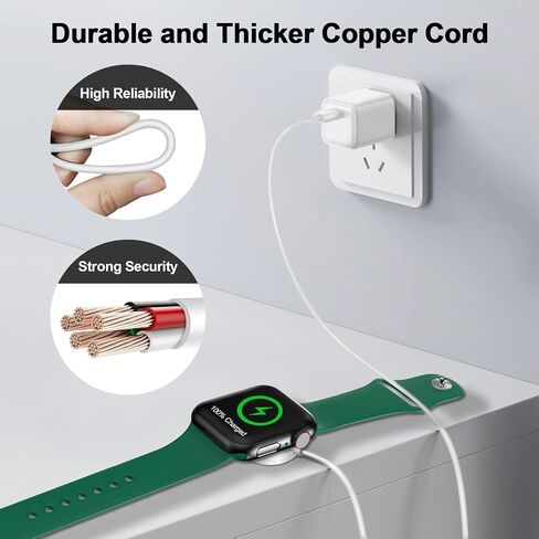 𝟐𝟎𝟐𝟓 𝐔𝐩𝐠𝐫𝐚𝐝𝐞𝐝 for Apple Watch Charger Magnetic Fast Charging Cable [USB C] Magnetic Wireless Charging Compatible with iWatch Series Ultra/9/8/7/6/SE/SE2/5/4/3/2-[3.3FT] USB A+USB C in Kuwait