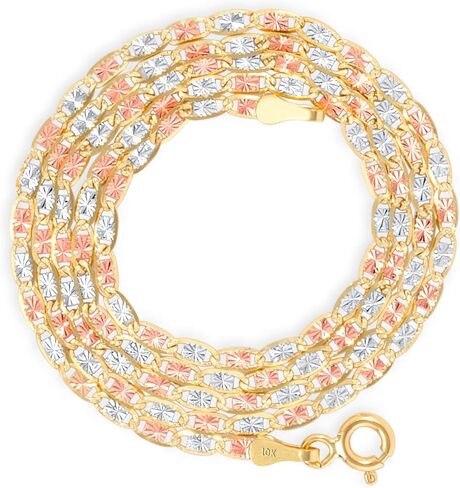 Nuragold 10k Real Yellow Rose White Gold Solid Valentino 1.5mm Anchor Link Chain Necklace (16"-24") Dainty Italian Jewelry for Women in Saudi Arabia