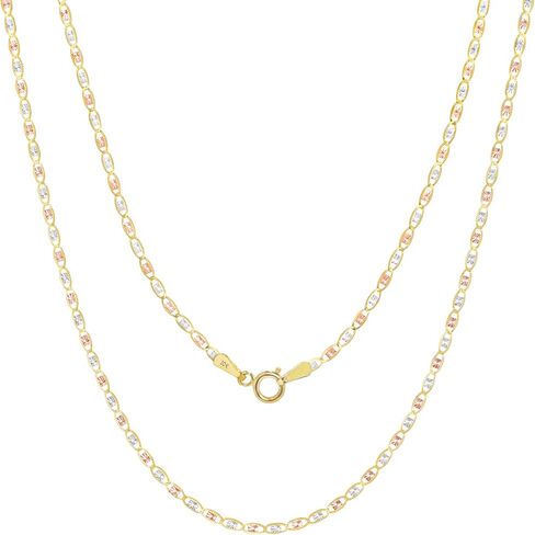 Nuragold 10k Real Yellow Rose White Gold Solid Valentino 1.5mm Anchor Link Chain Necklace (16"-24") Dainty Italian Jewelry for Women in Saudi Arabia