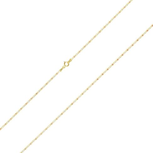 Nuragold 10k Real Yellow Rose White Gold Solid Valentino 1.5mm Anchor Link Chain Necklace (16"-24") Dainty Italian Jewelry for Women in Saudi Arabia