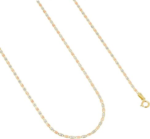Nuragold 10k Real Yellow Rose White Gold Solid Valentino 1.5mm Anchor Link Chain Necklace (16"-24") Dainty Italian Jewelry for Women in Saudi Arabia