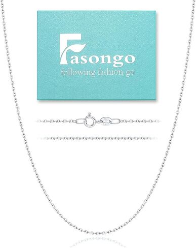 Fasongo Solid 18K Gold Over 925 Sterling Silver Chain Necklace for Women, 1.2mm Cable Chain Dainty & Thin & Sturdy Women's Chain Necklace 14/16/18/20/22/24inch in Saudi Arabia