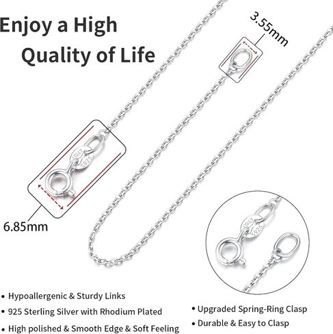 Fasongo Solid 18K Gold Over 925 Sterling Silver Chain Necklace for Women, 1.2mm Cable Chain Dainty & Thin & Sturdy Women's Chain Necklace 14/16/18/20/22/24inch in Saudi Arabia