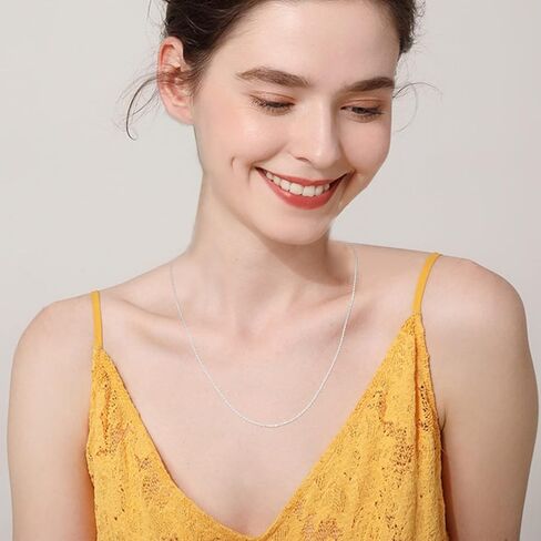Fasongo Solid 18K Gold Over 925 Sterling Silver Chain Necklace for Women, 1.2mm Cable Chain Dainty & Thin & Sturdy Women's Chain Necklace 14/16/18/20/22/24inch in Saudi Arabia