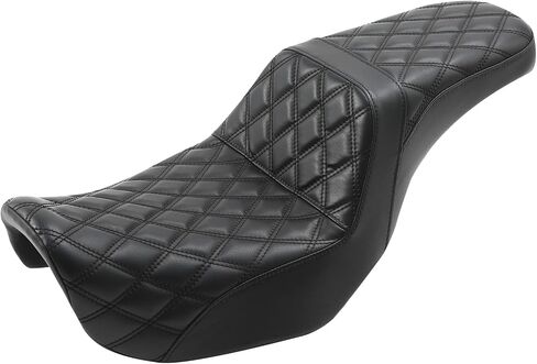 SLMOTO Diamond Front Rear Driver Rider Passenger Seat Fit for Harley Dyna Super Glide Street Bob Wide Glide Fat Bob Low Rider Switchback 2006-2017, Black Stitching in Saudi Arabia