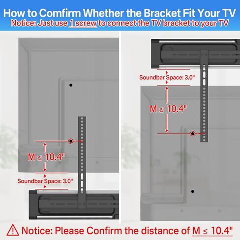 Heavy Duty Soundbar Mount for Sonos Ray TV Mount Bracket - Height Adjustable Sound Bar Mounts for Sonos Ray Mount Under TV Mounting Bracket Easy to Install in Kuwait