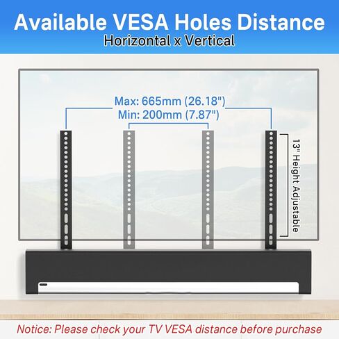 Heavy Duty Soundbar Mount for Sonos Ray TV Mount Bracket - Height Adjustable Sound Bar Mounts for Sonos Ray Mount Under TV Mounting Bracket Easy to Install in Kuwait