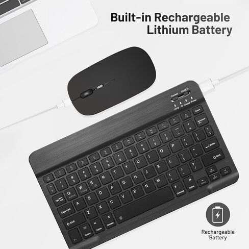 2 حزمة لوحة مفاتيح Bluetooth و Mouse Combo القابلة لإعادة شحن الماوس اللوحة اللاسلكية المحمولة مجموعة الماوس ل Apple iPad iPhone iOS 13 وفوق Samsung Tablet Phone Windows Android Windows (10 بوصة أزرق) in Kuwait