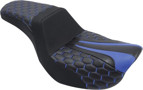 SLMOTO Diamond Front Rear Driver Rider Passenger Seat Fit for Harley Dyna Super Glide Street Bob Wide Glide Fat Bob Low Rider Switchback 2006-2017, Black Stitching in Saudi Arabia