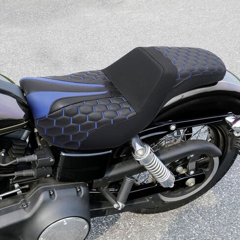 SLMOTO Diamond Front Rear Driver Rider Passenger Seat Fit for Harley Dyna Super Glide Street Bob Wide Glide Fat Bob Low Rider Switchback 2006-2017, Black Stitching in Saudi Arabia