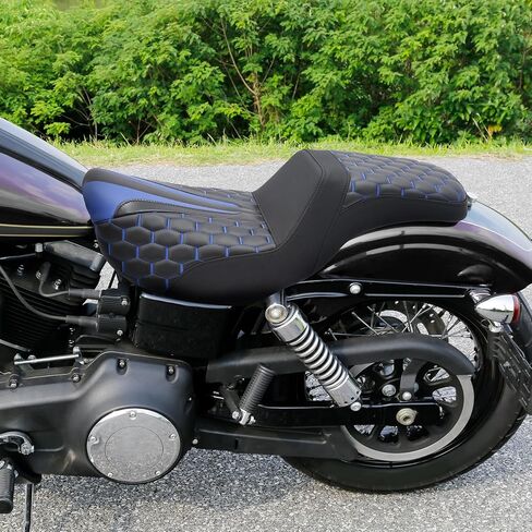 SLMOTO Diamond Front Rear Driver Rider Passenger Seat Fit for Harley Dyna Super Glide Street Bob Wide Glide Fat Bob Low Rider Switchback 2006-2017, Black Stitching in Saudi Arabia