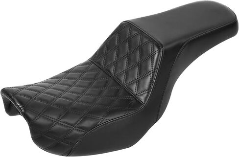 SLMOTO Diamond Front Rear Driver Rider Passenger Seat Fit for Harley Dyna Super Glide Street Bob Wide Glide Fat Bob Low Rider Switchback 2006-2017, Black Stitching in Saudi Arabia