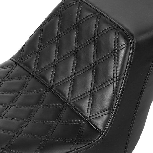 SLMOTO Diamond Front Rear Driver Rider Passenger Seat Fit for Harley Dyna Super Glide Street Bob Wide Glide Fat Bob Low Rider Switchback 2006-2017, Black Stitching in Saudi Arabia