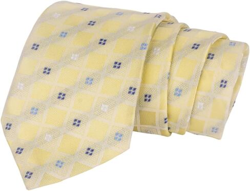 Calixto Elegant Yellow Geometric Pattern Silk Tie for Men – Classic Business & Formal Wear in Saudi Arabia