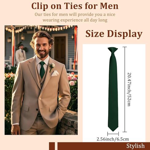 Clip on Ties for Men, Solid Color Mens Tie with Buttonholes Pre Tied Men's Neckties for Wedding Office School Party in Kuwait