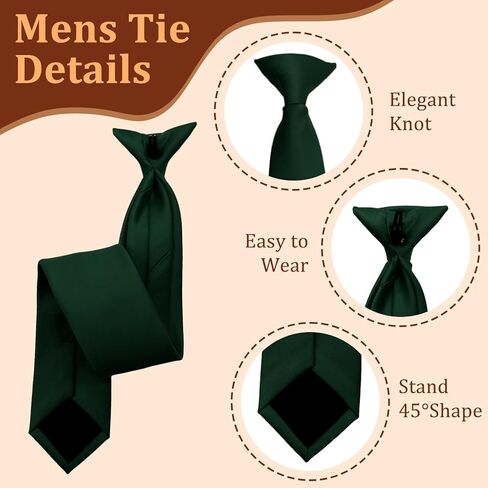 Clip on Ties for Men, Solid Color Mens Tie with Buttonholes Pre Tied Men's Neckties for Wedding Office School Party in Kuwait