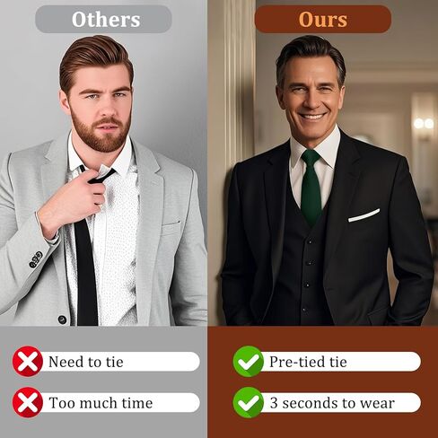 Clip on Ties for Men, Solid Color Mens Tie with Buttonholes Pre Tied Men's Neckties for Wedding Office School Party in Kuwait