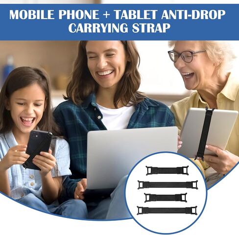 حامل حزام يدوي Universal Phone Tablet 2 حزمة للأجهزة 5.2-11 بوصة ، شريط قبضة مرن مضاد للانحدار ، ودعم تشغيل يد لـ iPad Pro Air Mini Galaxy Tab Kindle Ereaders (Black) in Kuwait