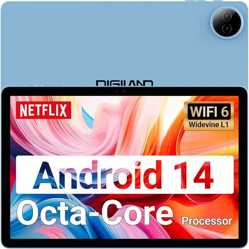 DigiLand 10.1" Android Tablet 12GB RAM 128GB ROM, Helio G80 Octa-Core, HD Incell Display, 12H Battery Life, Dual Cameras & Metal Design – Wi-Fi 5/Bluetooth 5.0 in Kuwait