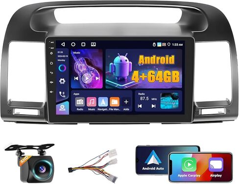 Fuluku[لتويوتا كامري 2001-2006] ستيريو سيارة Android 13 مع Carplay لاسلكي Android Auto، شاشة لمس 9 بوصات راديو داش كيت GPS للملاحة WiFi Bluetooth SWC Mirror Link، كاميرا احتياطية للميكروفون in Kuwait