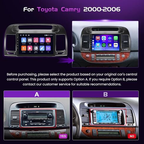 Fuluku[لتويوتا كامري 2001-2006] ستيريو سيارة Android 13 مع Carplay لاسلكي Android Auto، شاشة لمس 9 بوصات راديو داش كيت GPS للملاحة WiFi Bluetooth SWC Mirror Link، كاميرا احتياطية للميكروفون in Kuwait