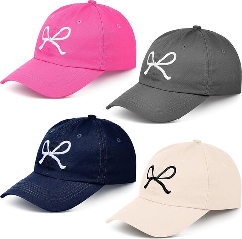 Hercicy 4 Pack Bow Tie Baseball Cap for Women and Men Multicolor Trucker Hat Bulk Y2k Adjust Hat with Coquette Visor for Gift in Saudi Arabia