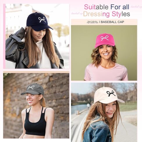 Hercicy 4 Pack Bow Tie Baseball Cap for Women and Men Multicolor Trucker Hat Bulk Y2k Adjust Hat with Coquette Visor for Gift in Saudi Arabia