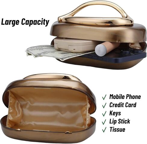 Gets Clutch Purses for Women Acrylic Handbag Trendy Metal Handle Evening Bag Classic Round Crossbody Bags for Party Wedding in Kuwait