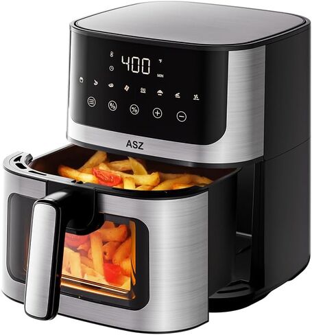 ASZ Digital Air Fryer 6qt with Window Up - 6 QT Big Airfryer 6-in-1 Presets Preheat Airfry Reheat Bake Roist Broil 400°F Airfrier 85% Oil Less,Nonstick Dishwasher-Safe Parts, Automatic Shutoff in Saudi Arabia