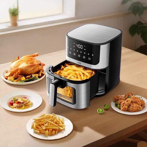 ASZ Digital Air Fryer 6qt with Window Up - 6 QT Big Airfryer 6-in-1 Presets Preheat Airfry Reheat Bake Roist Broil 400°F Airfrier 85% Oil Less,Nonstick Dishwasher-Safe Parts, Automatic Shutoff in Saudi Arabia