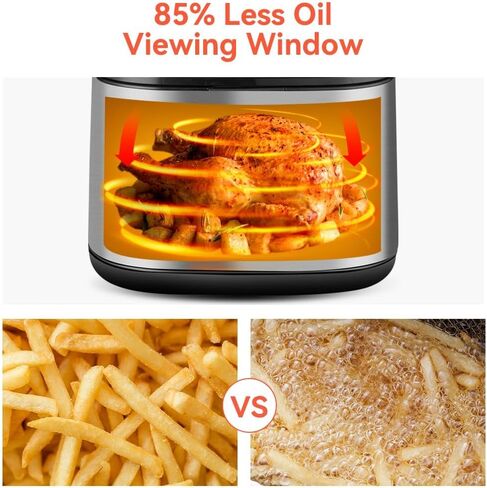 ASZ Digital Air Fryer 6qt with Window Up - 6 QT Big Airfryer 6-in-1 Presets Preheat Airfry Reheat Bake Roist Broil 400°F Airfrier 85% Oil Less,Nonstick Dishwasher-Safe Parts, Automatic Shutoff in Saudi Arabia