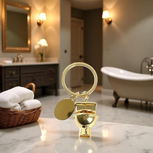 1Pc Gold Personality Creative Mini Toilet Shape Metal Keychain Simulation Toilet Car Key Pendant Decor Small in Size,Convenient to Carry,Charms,Arts,Beading and Jewelry Making,Crafts and Sewing in Saudi Arabia