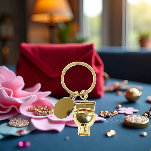 1Pc Gold Personality Creative Mini Toilet Shape Metal Keychain Simulation Toilet Car Key Pendant Decor Small in Size,Convenient to Carry,Charms,Arts,Beading and Jewelry Making,Crafts and Sewing in Saudi Arabia