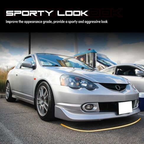 Front Bumper Lip Chin Spoiler, Compatible with 2002-2004 Acura RSX, MU Style Flexible Polyurethane(PU) Front Lower Splitter Protector, Unpainted Black, 1 PC in Saudi Arabia