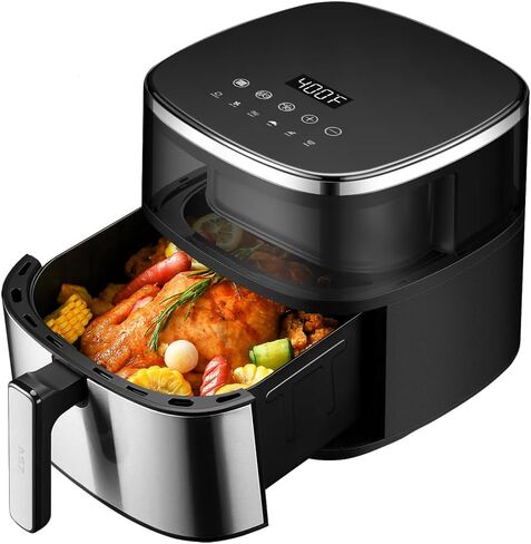 ASZ Digital Air Fryer 6 qt with Window Up - Big Airfryer 6 Presets Preheat Airfry Reheat Bake Roist Broil 400°F Airfrier 85% Oil Less,Nonstick Dishwasher-Safe Parts, Automatic Shutoff in Saudi Arabia