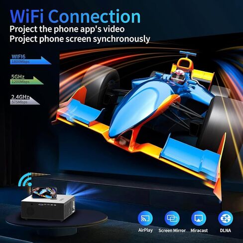 [Auto Focus] 2025 Smart 4K Projector.1400ansi Outdoor Projector 4K مع WiFi و Bluetooth ، محلي 1080p Projector Auto 6d Keystone.50 ٪ Zoom.ppt.smart Home Movie Projector 4K+ للهاتف/الكمبيوتر الشخصي/PS5 in Kuwait