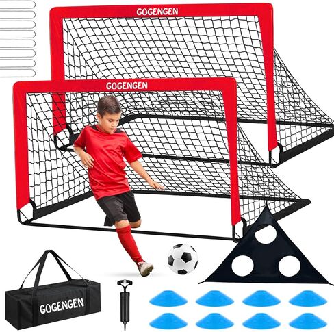 Soccer Goal, 2 of 6x4 Soccer Goals for Backyard with Soccer Net, Soccer Ball, Target, Cones, Soccer Training Equipment for Toddler Kids Youth in Saudi Arabia