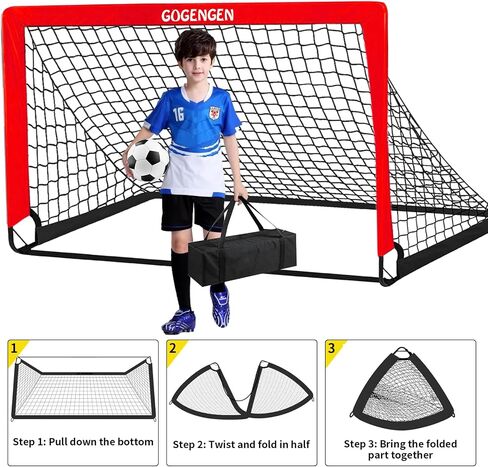 Soccer Goal, 2 of 6x4 Soccer Goals for Backyard with Soccer Net, Soccer Ball, Target, Cones, Soccer Training Equipment for Toddler Kids Youth in Saudi Arabia
