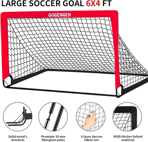 Soccer Goal, 2 of 6x4 Soccer Goals for Backyard with Soccer Net, Soccer Ball, Target, Cones, Soccer Training Equipment for Toddler Kids Youth in Saudi Arabia