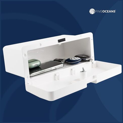 Five Oceans Boat Glove Box with Drink Cup Holders, Lockable with 2 Keys, High-Impact and UV-Resistant White ABS Palstic - FO3105 in Saudi Arabia