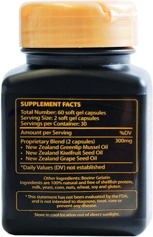 Omega 3 New Zealand Green Lipped Mussel Oil Soft gels for Joint Support and Mobility, Heart & Immune Support, No Fishy Aftertaste, 3-Pack, 180Soft gels, 2-Soft gels Per Day, 90 Day Supply in Saudi Arabia