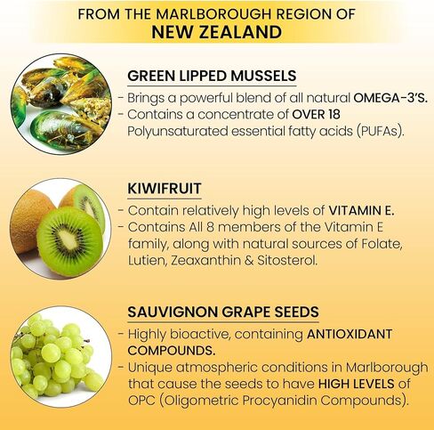 Omega 3 New Zealand Green Lipped Mussel Oil Soft gels for Joint Support and Mobility, Heart & Immune Support, No Fishy Aftertaste, 3-Pack, 180Soft gels, 2-Soft gels Per Day, 90 Day Supply in Saudi Arabia