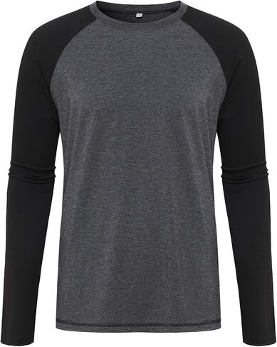 Mens Slim Fit T Shirt Long Sleeve Casual Comfort Raglan Style Breathable in Saudi Arabia