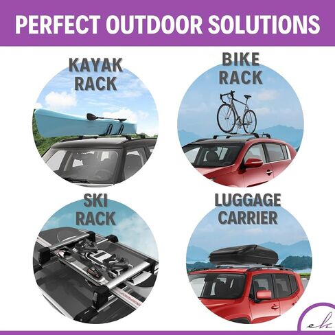 Erkul Roof Rack Cross Bars for Mini Cooper Clubman F54 2016-2024 | مكافحة القفل من الألومنيوم من أجل السطح ، حاملة الشحن ، الأمتعة ، قوارب الكاياك ، الزورق ، الدراجة | أسود in Kuwait