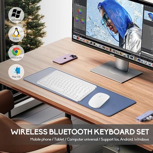 2 Pack Bluetooth Keyboard and Mouse Combo for iPad - Rechargeable Wireless Keyboard & Mouse Compatible with iPad 9th/8th Gen, iPad Pro/Air/Mini, iPhone14/13/12 Pro, Round Keys Green Hill in Saudi Arabia