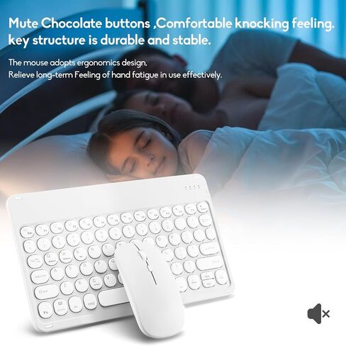 2 Pack Bluetooth Keyboard and Mouse Combo for iPad - Rechargeable Wireless Keyboard & Mouse Compatible with iPad 9th/8th Gen, iPad Pro/Air/Mini, iPhone14/13/12 Pro, Round Keys Green Hill in Saudi Arabia